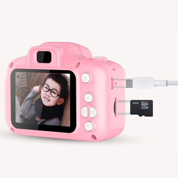 Digitalkamera för barn -  Full HD + SD minneskort - Rosa Rosa