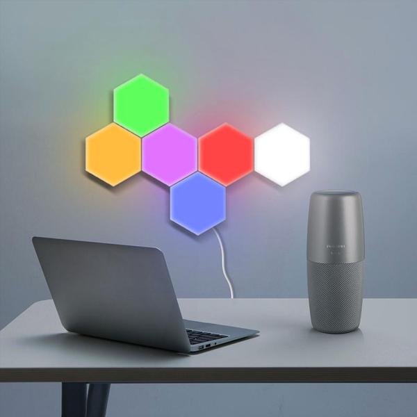 Hexagon LED väggbelysning med touch - 5 pack multifärg