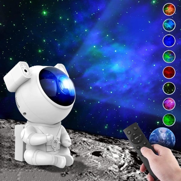 Astronaut Galaxy - Stjärnhimmel Rymdlampa / Nattlampa Vit