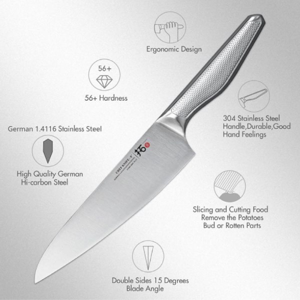 Premium Knivset i stål, 3 knivar Svart