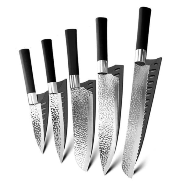 Knivset 5 st Japanska Knivar Svart