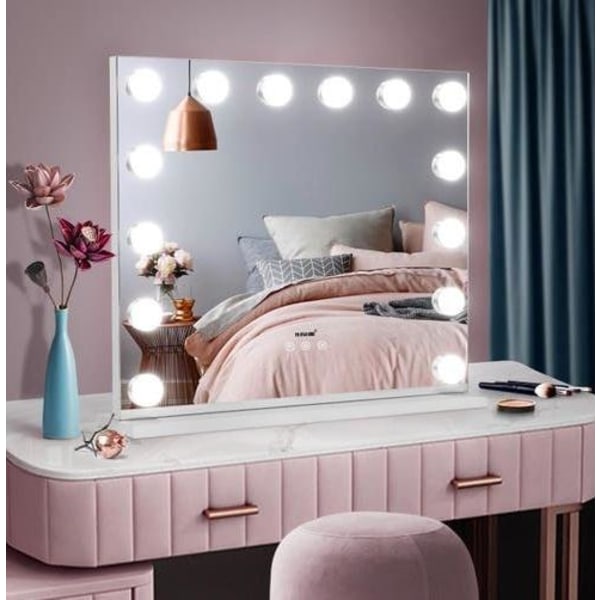 Sminkspegel XL med dimbar belysning - Stor Makeup Spegel - Vit Vit