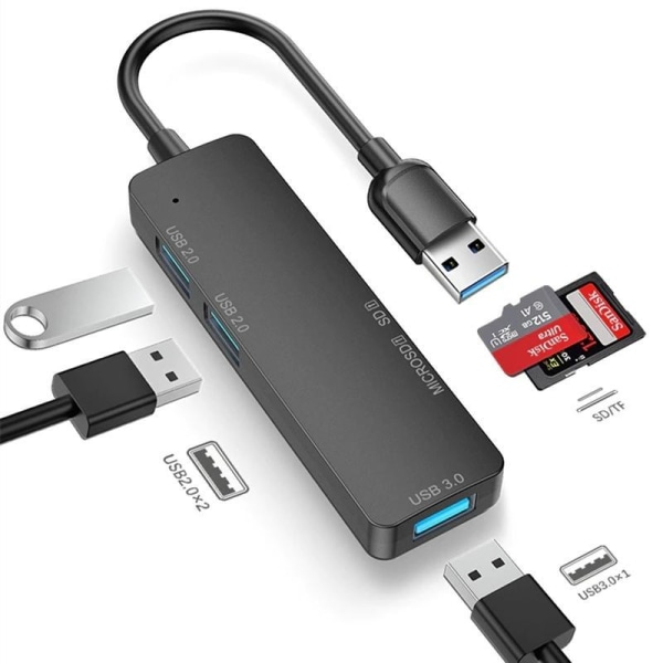 USB-A Multiport Hub 5 i 1 - Grå (Space Grey) grå