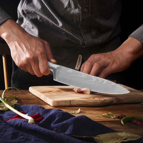 Japanskt knivset i stål - 7 knivar Svart