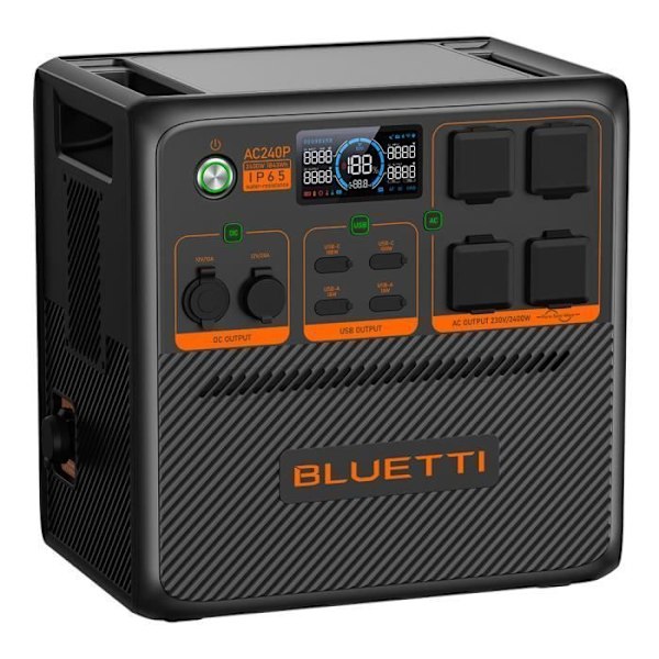 BLUETTI AC240P IP65 Professional Solar Generator med 200W solpanel, 1843Wh, Elstation KIT 4 *2400W