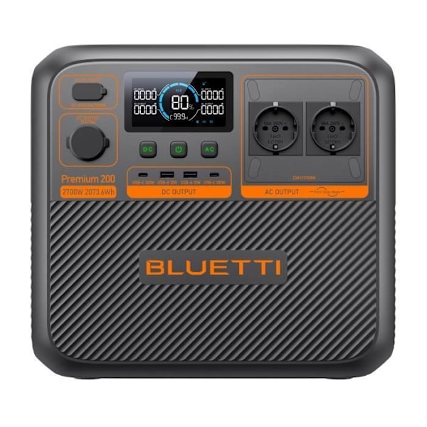 BLUETTI AC270P Professionell elstation med 120W solpanel, 2073,6Wh, 2*CA 2700W Solar Generator Kit