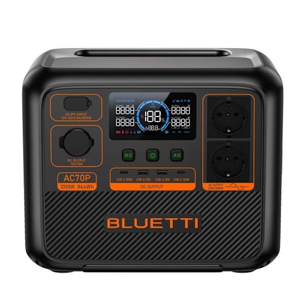 BLUETTI AC70P Sähkölaitteisto Aurinkopaneelilla 60W