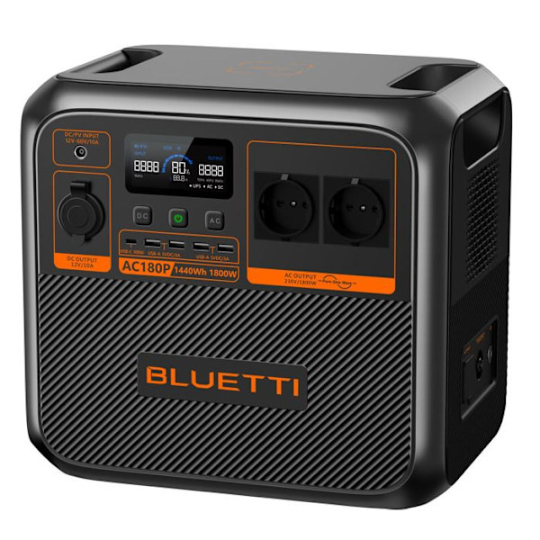 Energistation BLUETTI AC180P, Batteri 1440Wh, 2x1800W