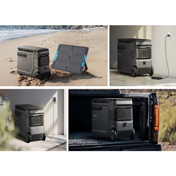 Elektrisk kylare - Anker - Solix EverFrost2 - 58L - Solpanel 100W - 4,3 dagars kylning grå