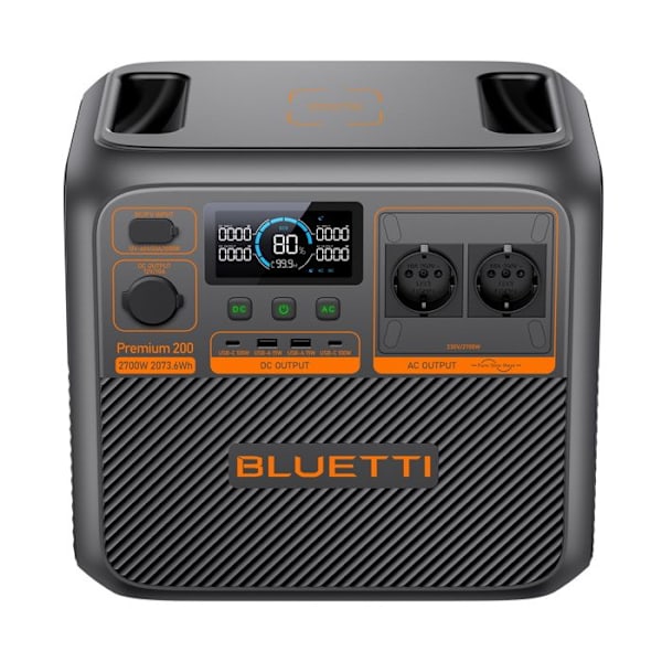 BLUETTI Premium 200 V2(AC270P) Elstation, Batteri 2073.6Wh, 4 *AC 2700W