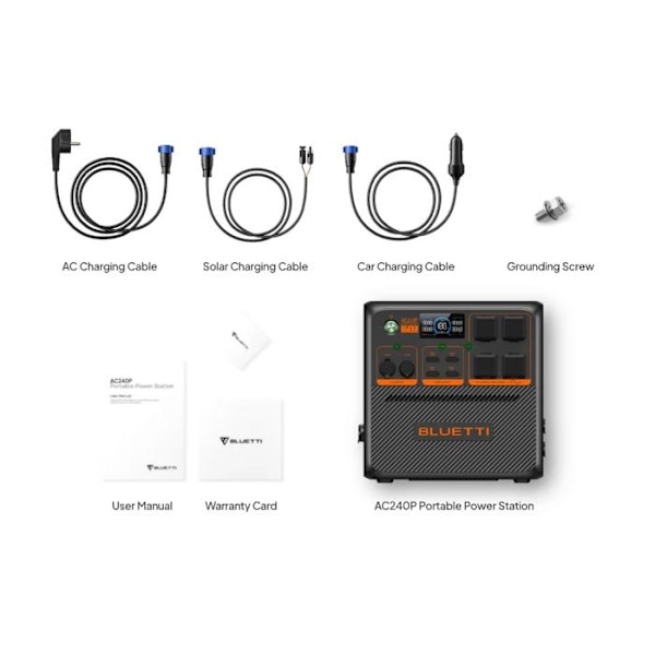 KIT Sähkölaitteisto BLUETTI AC240P 200W Aurinkopaneelilla