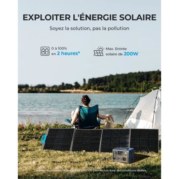 BLUETTI EB3A elektrisk generator med BLUETTI PV120 solpanel, 268Wh LiFePO4 reservbatteri