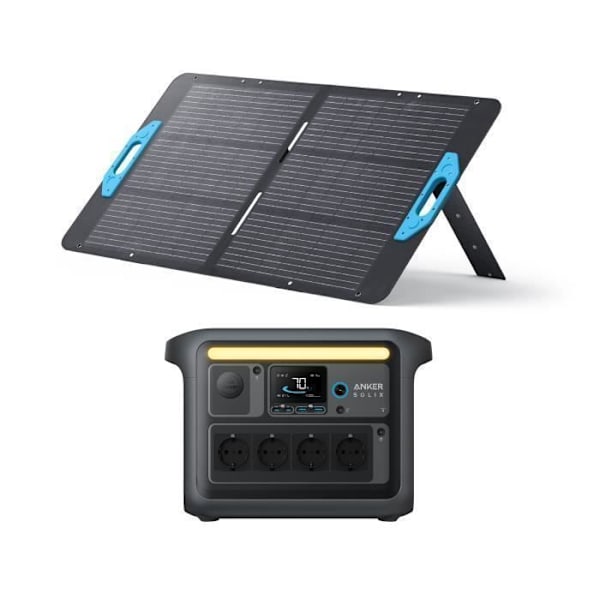 Anker SOLIX C1000X bärbar kraftstation med 100W solpanel, 4*AC 1800W solenergigeneratorsats