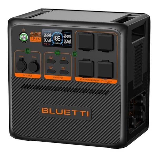 BLUETTI AC240P IP65 Professional Solar Generator med 350W solpanel, 1843Wh, Elstation KIT 4 *2400W