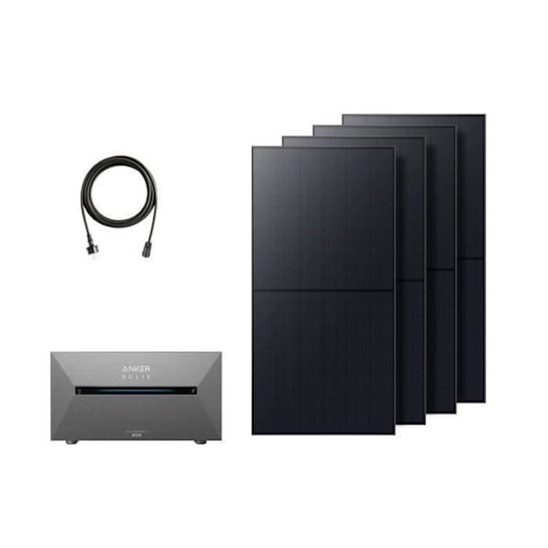 Anker SOLIX Solarbank 2 E1600 Pro kiinteällä aurinkopaneelilla 4xRS50B, Plug and Play -aurinkosähkökeskus parvekkeelle 2160W