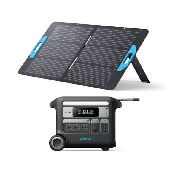 KIT Sähkönäyttö Anker SOLIX F2000 yhdessä 100W Aurinkopaneelin kanssa