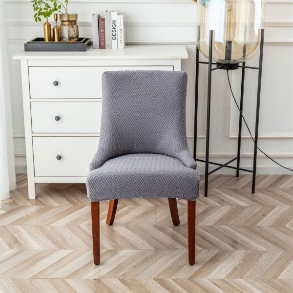 Rutig Jacquard Cover Enkel installation Helt skydda cover för vardagsrum matsal light grey t-shaped 06 small armchair cover