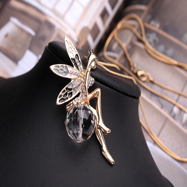 Fashion Gold Fairy med klar kristall hänge halsband smycken orm kedja gåva för a