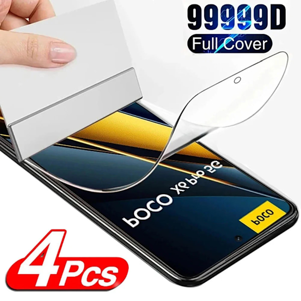 4 st Hydrogelfilm för Xiaomi Poco X6 F5 Pro F4 GT F3 C65 Skärmskydd för Poco X3 X4 X5 M4 M3 M6 Pro GT 5G M5S Skyddsfilm For POCO F2 Pro 4 Pieces