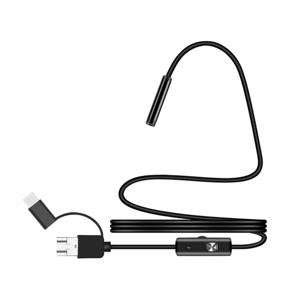 USB endoskop 3 i 1 industriellt endoskop med LED-ljus 5,5 mm vattentätt boreskop 2m flexible cord