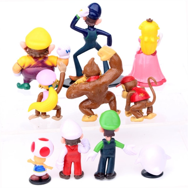 10 st Mario tecknad figur leksaker kreativa orangutang handdocka modell tårta prydnad 10pcs set