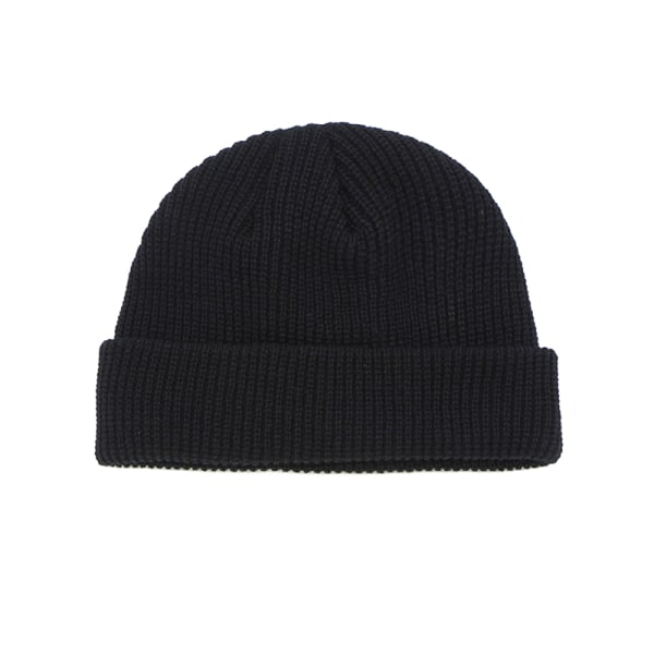 Stickad mössa för män Beanie Skullcap Cap Manschett Bräddlös Retro Marinblå Mössa dark gray