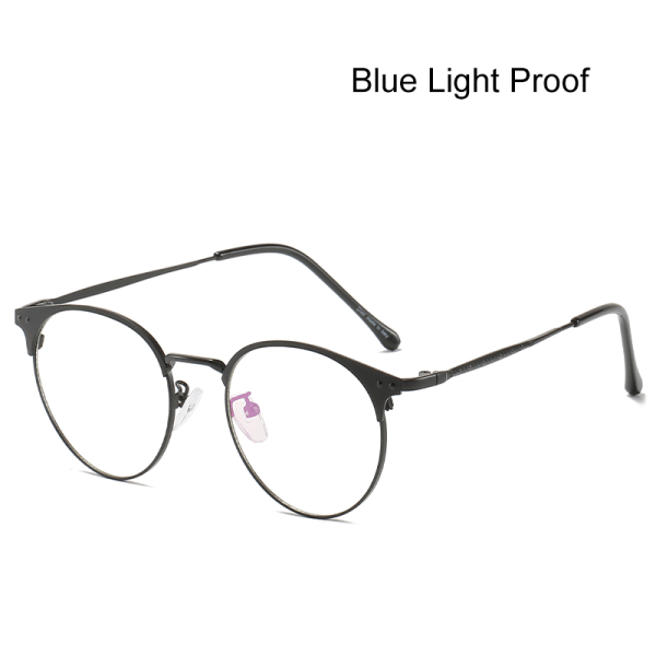 Bluelight-blockerande glasögon platt lins med missfärgad retrostil rund tunn ram för dator b