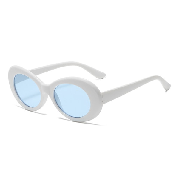Stor oval ram UV-skyddande solglasögon som minskar påfrestningar på ögonen white- blue film