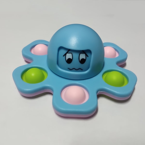 Swivel Toy Pop It Fidget Spinner Flip Octopus Shift Face för stress relief Silikon fingertopp blue