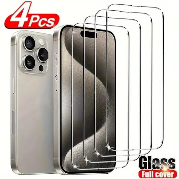 NNBILI 4 st Härdat Glas För IPhone 16 15 14 13 12 11 Pro Max Skärmskydd För IPhone 12 13 Mini 16E Högupplöst Glas For iPhone 11Pro Max