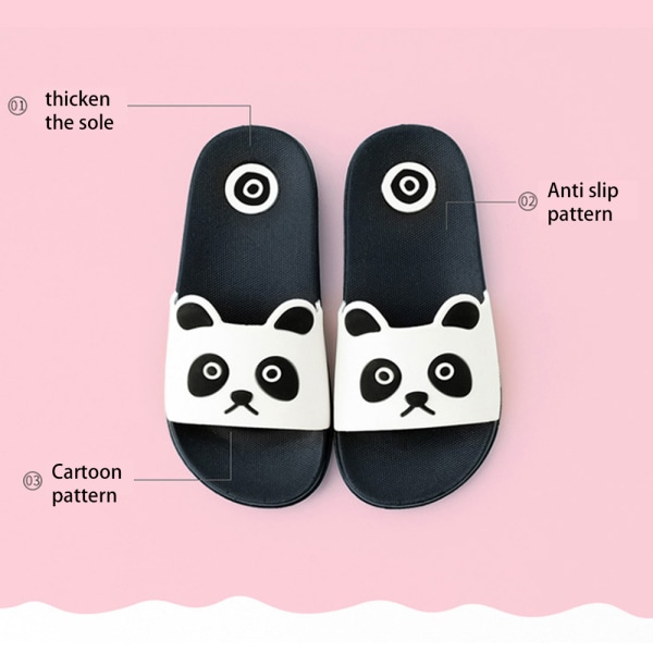 Barn Panda Slide Sandaler Pojkar Flickor Beach Water Shoes Halkfria för vardagen black white 30-31