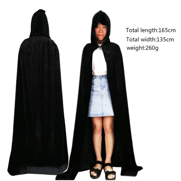 1 STK Ny Halloween-mantel Cosplay Masquerade Show Dress Up Velvet Witch Cloak för blue 130