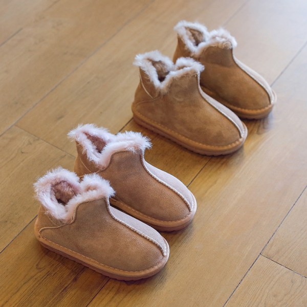 1 par barn flicka snökängor varma skor Anti-halk plysch för vinter utomhus d 32
