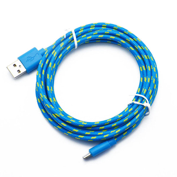 2.4A Micro USB-kabel Snabbladdning Nylonflätad Data Synk Sladd För Samsung Huawei Xiaomi HTC Android Telefon Microusb Laddningskabel Blue Micro USB 0.5m