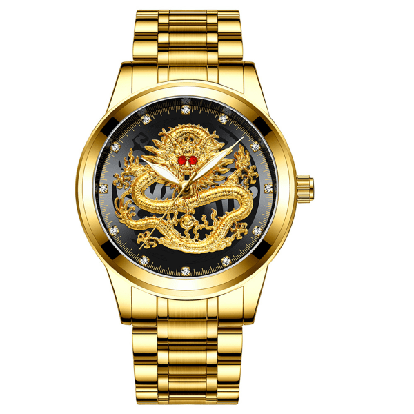 Vuxna vit watch Easy Reader 50 m vattentät watch för alla hjärtans dag präglade klockor full gold-black surface