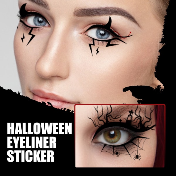 Halloween Eye Tattoo Stickers Temporary Skin Safe Spider Bat mönster för makeup style one 4pcs