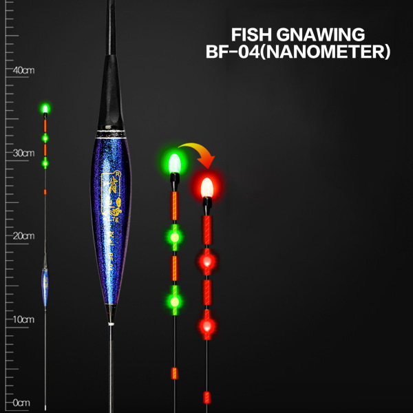 Glödande bobbers fiskeflottor Nanometer Material Lysande slående flöte för crappie havskatt Öring panfish bf-04
