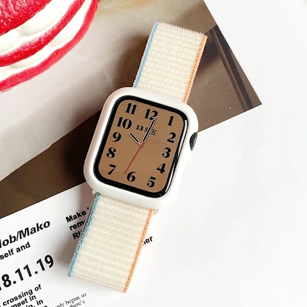 Nylon Loop Armband för Apple Watch Armband 44mm 40mm 45mm Ultra2 49mm 41mm Sportarmband iwatch Tillbehör Serie 9 8 se 7 6 5 4 3 flash yellow 2 38mm-40mm-41mm