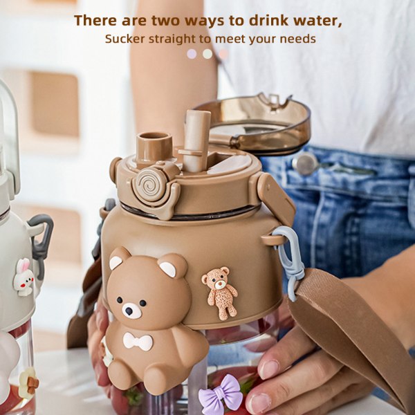Söta björnar Halmglas för barn Snygga drickkoppar med stor kapacitet Present för barn Pojkar Flickor purple
