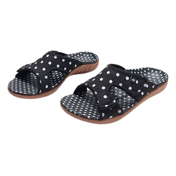 Kvinnors sommarsandaler med krok och ögla på övre öppna tår Slip-on skor dark blue 37