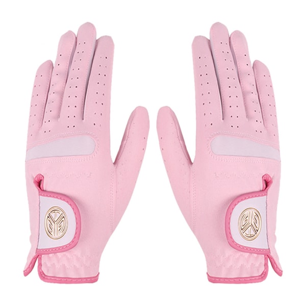 1 Par Dam Golfhandskar i mikrofibertyg som andas Halksäkra elastiska handskar pink 18 yards