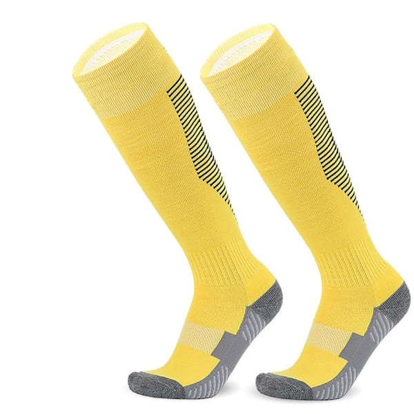 Loogdeel Fotbollsstrumpor Stretchiga Kompressions Knähöga Tubstrumpor Herr Dam Tonåringar Barn Andningsbara Fotboll Atletiska Sportstrumpor B--Yellow L--Adult