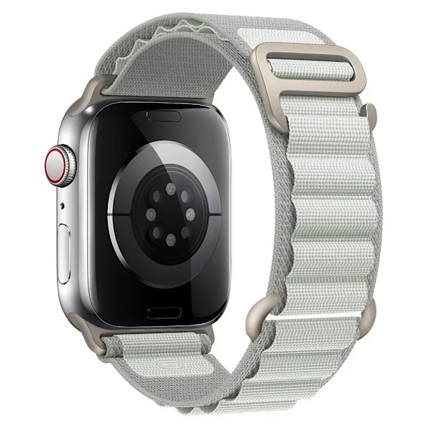 Alpine Armband för Apple Watch Armband 44mm 40mm 49mm 45mm 41mm 38mm 42mm Nylonarmband Iwatch Ultra 2 Series 9 3 4 5 6 7 8 SE Armband Light Gray 42mm 44mm 45mm 49mm