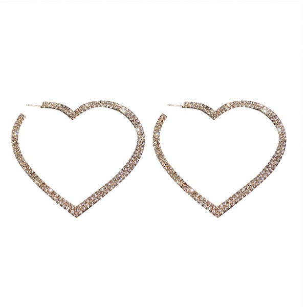 Big Heart Örhängen för kvinnor Hoop Mode Geometriska Rhinestones Örhängen Smycken Xmas silver