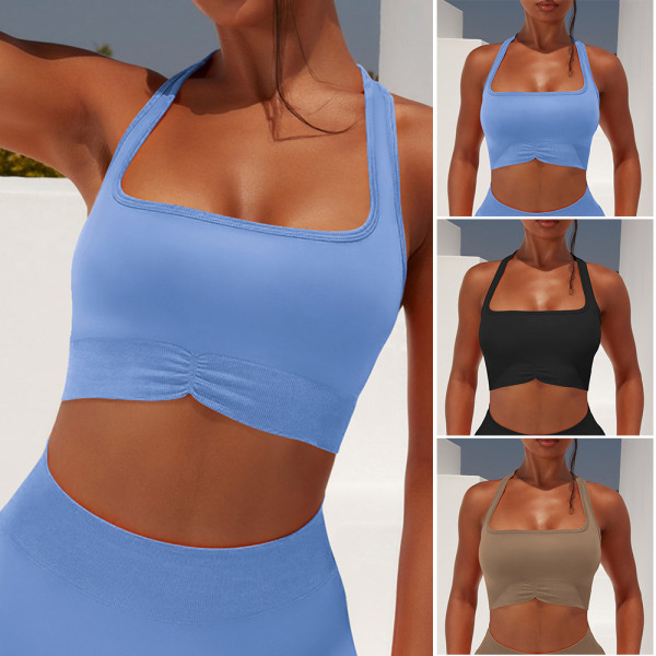 Sport-BH:ar för kvinnor Sömlös Bandeau Halter Crop Top Yoga Running Fitness black s