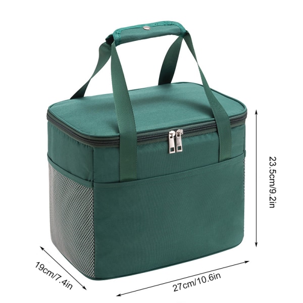 Isolerad Bento Tote Case Bag Stor kapacitet Picknick Lunchväska med sidoficka green large