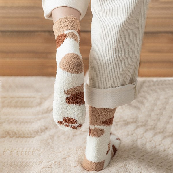 Vinter Dam Plysch Kattklor Fleece Strumpor Golv Sovstrumpor Mjuka Varma c 3 pack