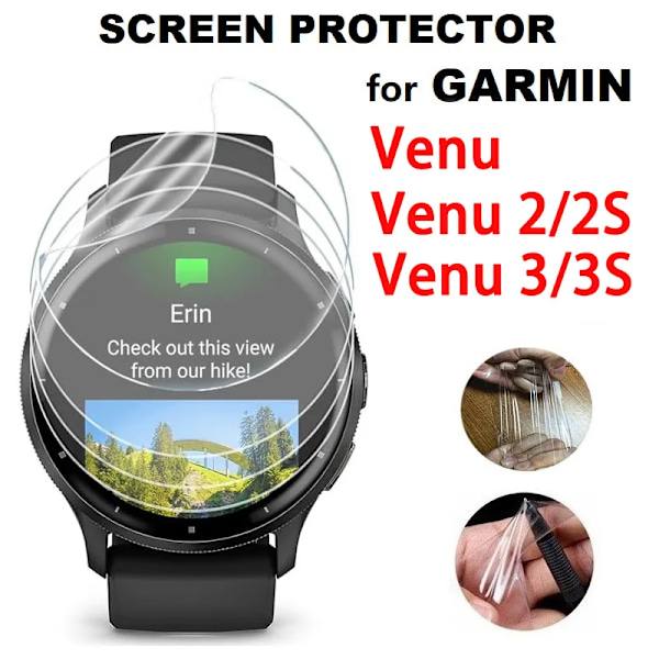 Hydrogelfilm för Garmin Venu 3 3s 2 2s Skyddsfilm Mjuk TPU Anti-repa Skärmskydd för Garmin Venu2 Venu3 Ej Glas 2PCS For Garmin venu 2s