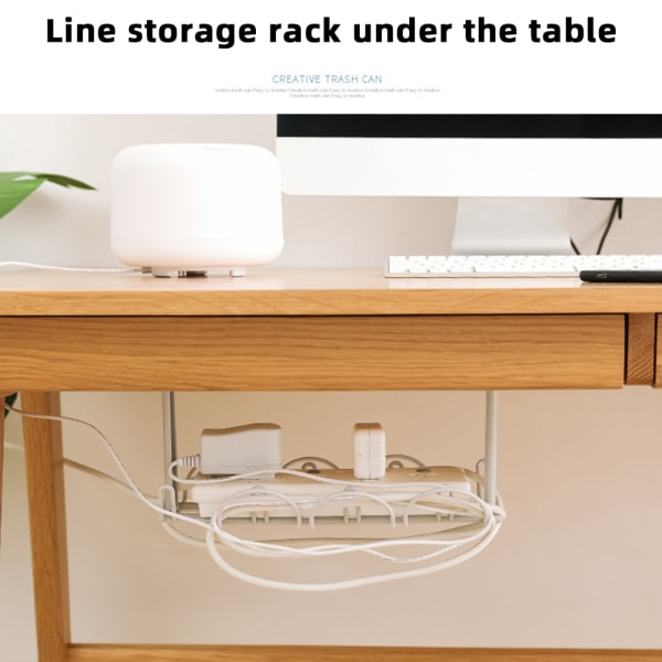 Multifunktionell nätsladdhylla med bordsbotten Gratis stansning av routerplugg Hängställ för hushållskontor white