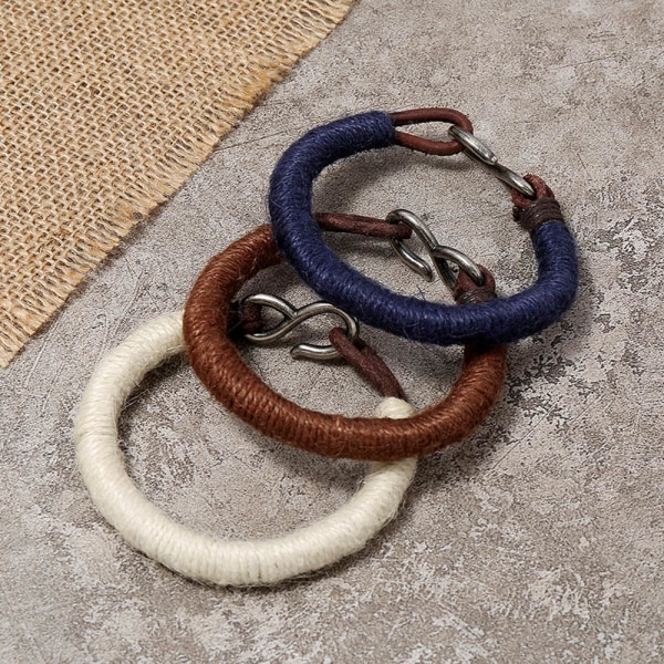 Bohemisk etnisk stil handvävt armband Färgglada sömmar hamprep Armband för män dark blue